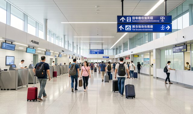 現代化邊境管制站 旅客出境通關 指示清晰 避開人潮