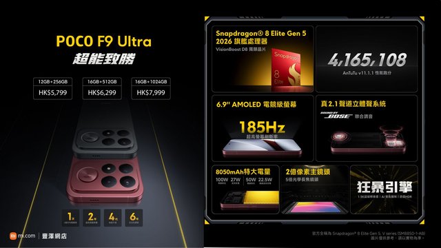 POCO F9 Ultra 旗艦手機規格及外觀